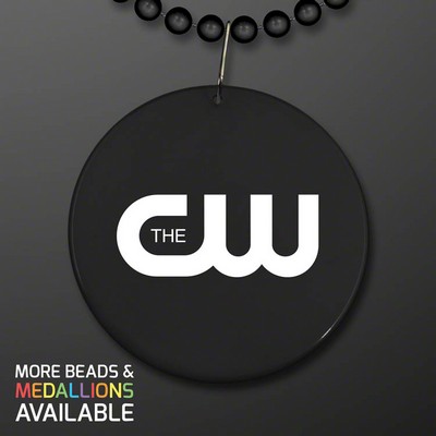 Black Medallion with Beaded Necklace (Non Light Up) - PRINTED