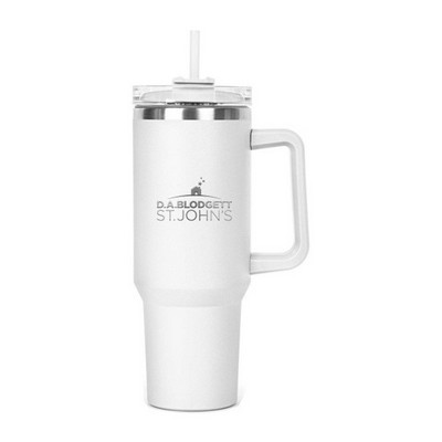 40oz Stainless steel travel mug with handle and straw