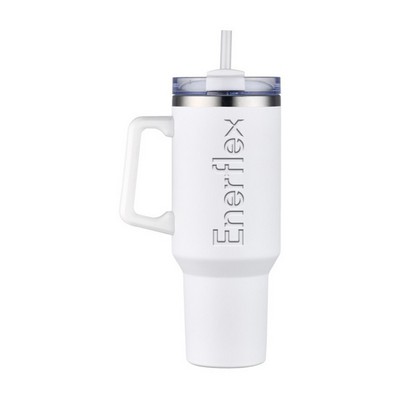 40oz Stainless steel travel mug with handle and straw
